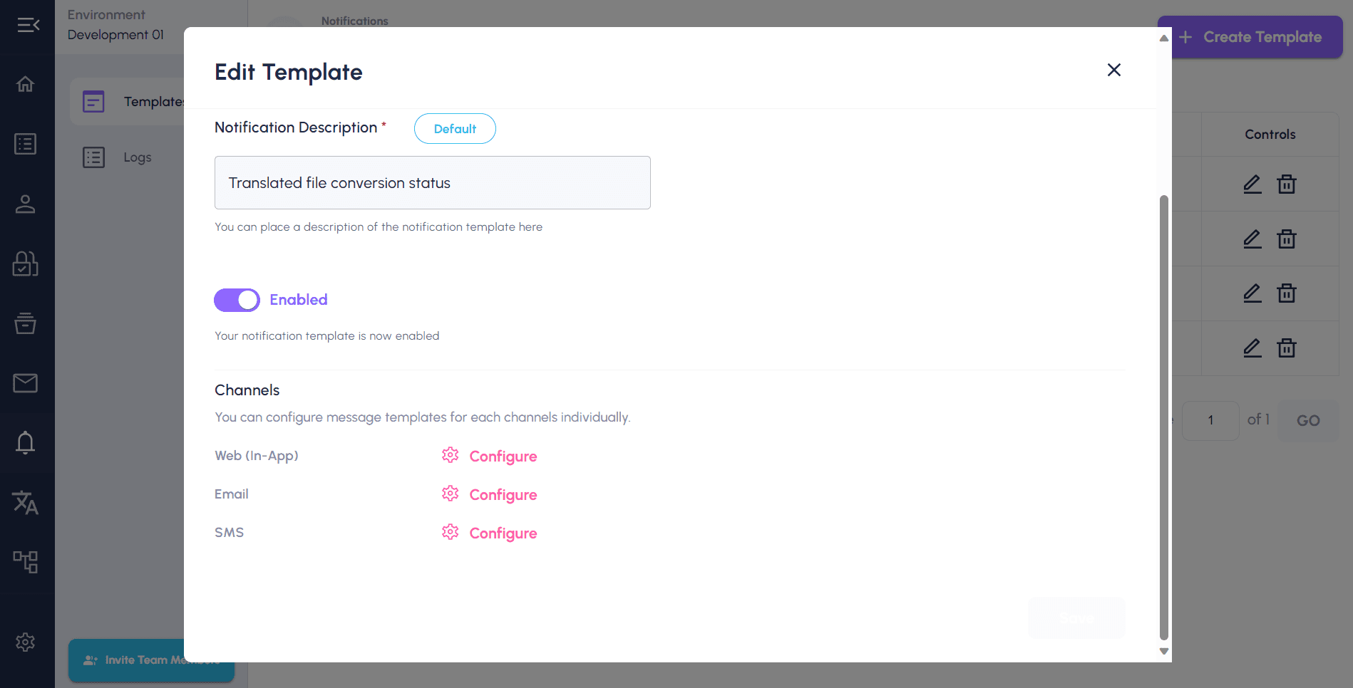 Configure template