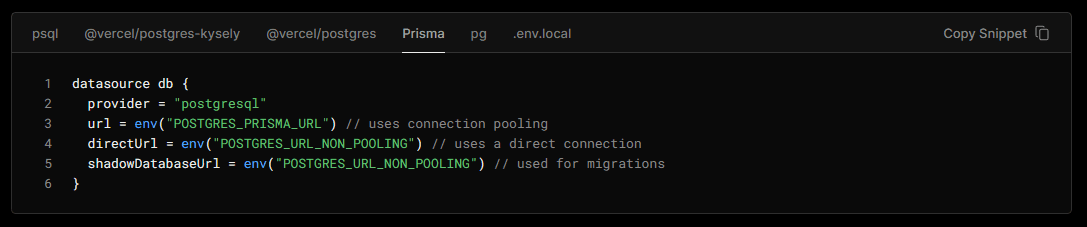 vercel postgres prisma